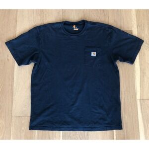 Carhartt K87 Shirt Mens XL Navy Blue Short Sleeve Crew Neck Pocket Tee